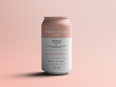 Probioteac Kombucha branding can corporate design drink healthy kombucha mockup probiotic product design