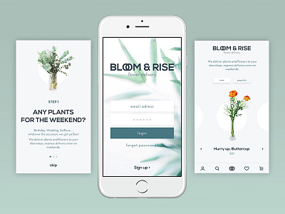 Bloom&Rise - Flower Delivery App app app design branding clean corporate design delivery express flower flowers product design userexperience userinterface