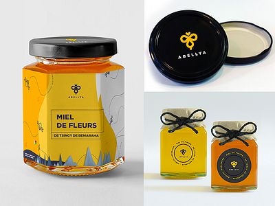 Abellya_Packaging branding design honey madagascar packaging yellow