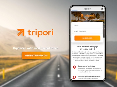 Tripori - Organize your road trip in France map mobile roadtrip web web design website