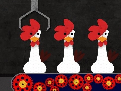 Chop Chick chicken game gear grunge illustration