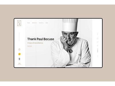 Paul Bocuse, 3 star of excellence adobe xd branding chef cook cooker dac anthony nguyen design gastronomy grey interface landing page michelin project site web star typography ui ux uidesign web white