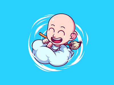 CloudSurfing! art baby cloud dribbble fun illustration nimbus playful surfing vector