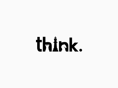 Think. black white chess design dribbble logo negative space logo vector