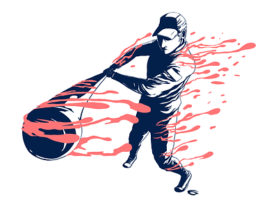 Swing! art baseball dribbble illustration inktober inktober2019 vector