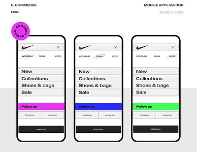 Nike E-commerce mobile app design interaction minimal mobile ui nike redesign typography ui ux