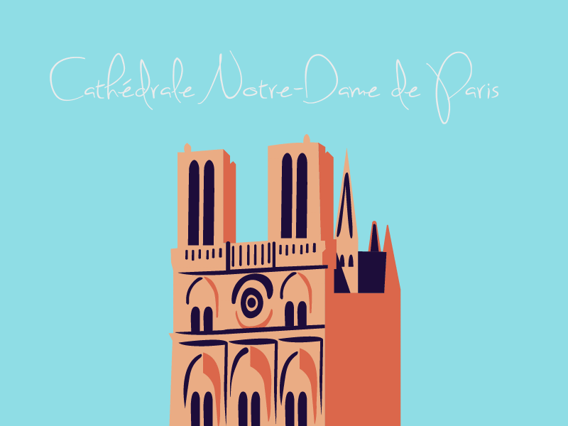 Notre Dame de Paris adobeillustrator after affects art gif animation gif art gift tags illustartion notre dame paris