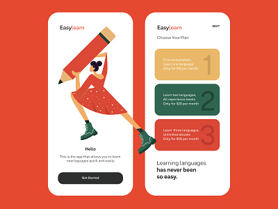 EasyLearn App Design app design illustraion interaction design mobile ui ui user experience user interface ux