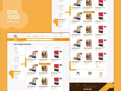 DOGFOOD online experience concept bootstrap design dog dogs e commerce foods list listingpage logo orange pet ui ux web website
