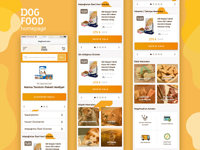 DOGFOOD online experience concept bone design dog dogs e commerce mobile app design mobile ui orange pet ui vet
