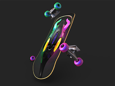 Skateboard Graphic Mock-up alien art character design colorful creature design illustration keyshot monster multi color render skateboard