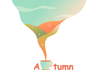 I feel the breath of Autumn adobe illustrator autumn breath cup design fall flat illustration illustrator nature seasons september sky sunset vector