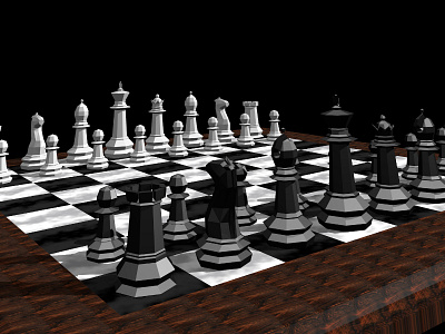 Chess scene 3d blender chess low poly render