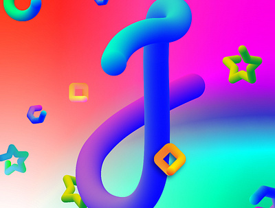 J LETTER adobe art color colorful design fun illustration jumbo letters logo typography