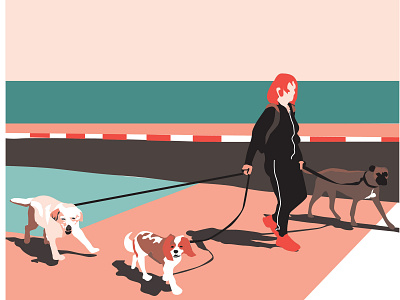 Dogwalker 18x18 art design dogs illustration illustrator love minimalism vector