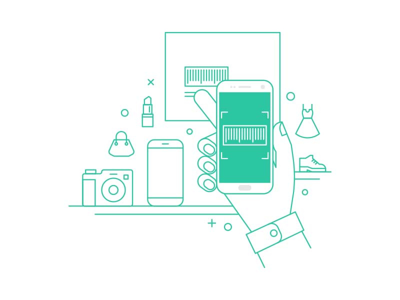 Scanning Barcode feature apps illustration