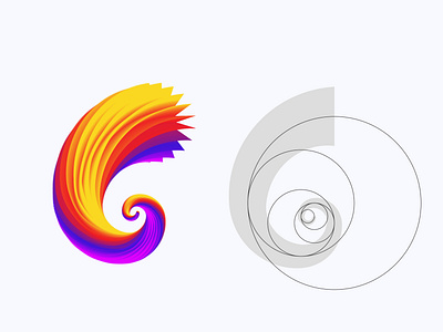 Golden Ratio Spiral 3d agency branding circle colorful fibonacci ratio game industry geometric golden ratio golden ratio logo golden spiral logodesign magenta simple spiral symbol technology transparency violet