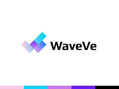 WaveVe Logo Concept branding branding agency color scheme icon logo designer logo for sale minimal ready made logo saas logo sales tech logo typography v logo w w latter logo wordmark wv