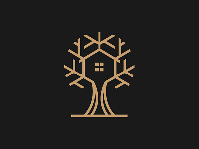 Tree House Logo barnding creative estate graphic home lineart logo design mark modern tree tree house