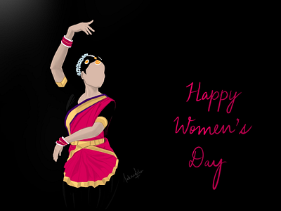 Women special💫 bharatanatyam dance illustration ipad pro negative space proceate womens day