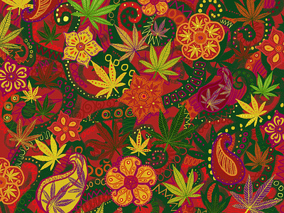 Marijuana pattern digital illustration illustration marijuana ornamental pattern print surface pattern textile textile design weed
