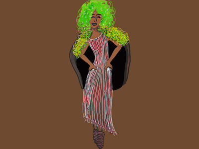 Green hair design digital illustration fashion fashion illustration illustration
