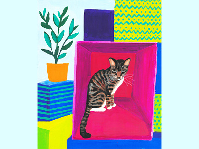 Albi 1 cat childrens illustration colorful design illustration painting pet