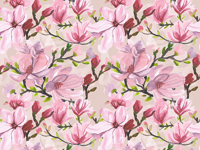 Magnolias pattern blossom design digital illustration fashion flower illustration magnolia pattern print spring surface