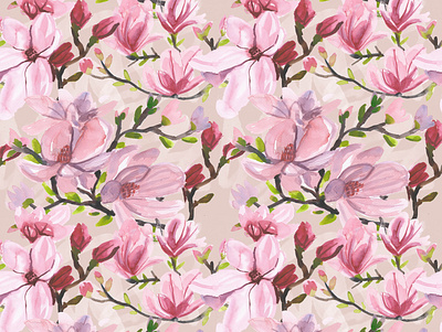 Magnolias pattern blossom design digital illustration fashion flower illustration magnolia pattern print spring surface