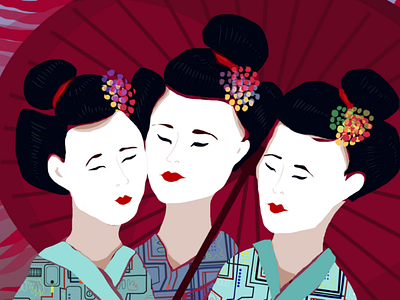 Japanese illustration geisha japan