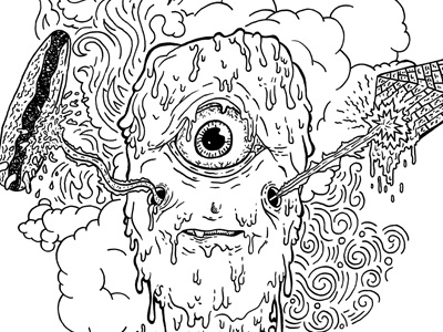 Death of a Cyclops black cyclops eye illustration ink melt pen weird white