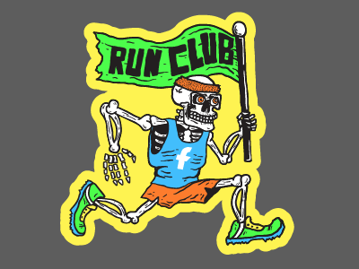 Run Till Ur Dead chris club runner running skeleton skull somekidchris sticker wojcicki