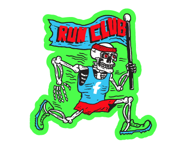 Run Till Ur Dead club facebook illustration run runner running skeleton somekidchris sticker