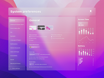 Settings apple daily ui dailyui glassmorphism gradient iphone mac monterey monterey os os setting settings system preferences uisource visual design weekly ui