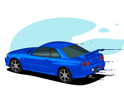 Nissan Skyline R34 design graphic illustration