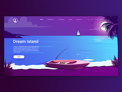 Dream Island illustration tropic island web design