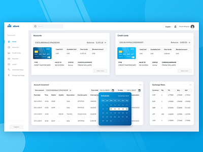 Bank account dashboard web design