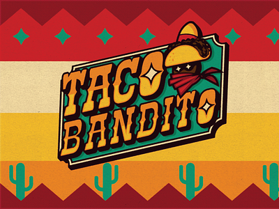 Taco Bandito bandit cactus food illustration logo mexican pattern taco