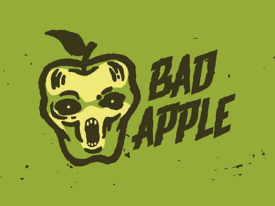 Bad Apple apple face fruit ghost green grit grunge illustration rotten vector zombie