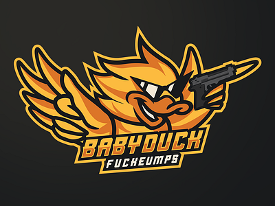 Baby Duck Fuckemups duck gun illustration logo sports sunglasses twam vector yellow