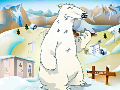 Melting ices bear global warming illustrator mascot melting photoshop polar bear ski snow tablet