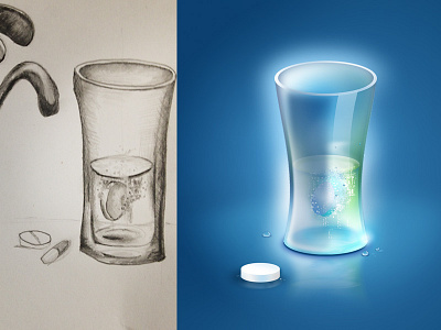 Aspirin aspirin drop glass illustration pain sketch water