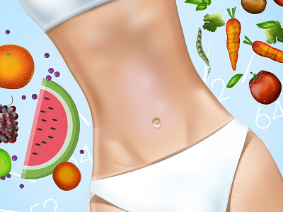 Diet dietetic dietitian fruits skin stomach thin tomato vegetables woman