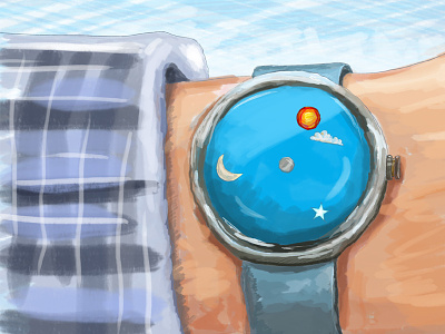 Watch around the clock drawings illustration moon pencil sketch star sun watch