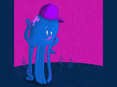 Purple Octopus character concept illustration