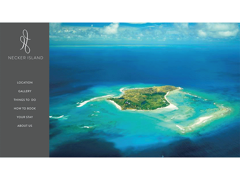 Necker Island clean minimal senior show ui ux web website