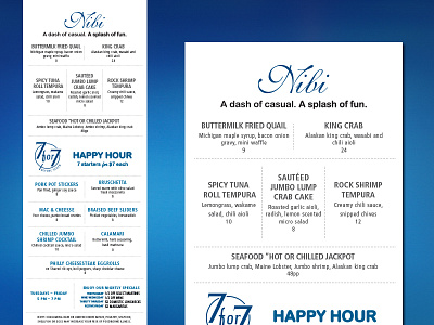 Bar Menu Nibi bar casino classy high end hotel in house menu nibi print restaurant tall menu