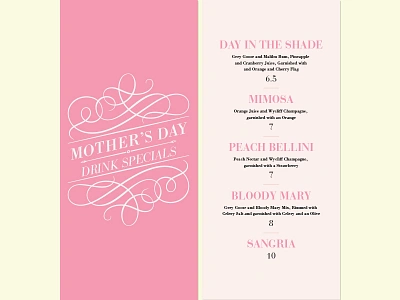 Mother's Day-Drink Specials bloody mary day day in the shade drinks menu mimosa mothers peach bellini print restaurant sangria specials