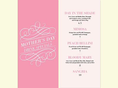 Mother's Day-Drink Specials bloody mary day day in the shade drinks menu mimosa mothers peach bellini print restaurant sangria specials