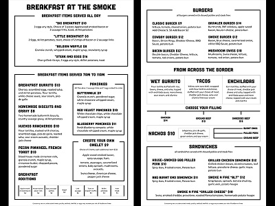 Smoke N Fire Menu american casino food hotel in house menu print restaurant